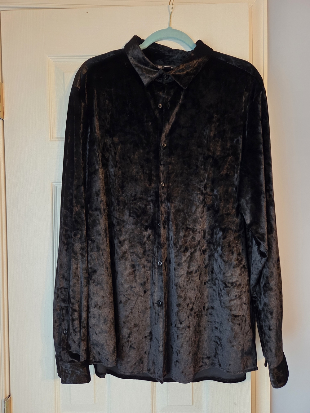 INC International Concepts Black Velvet Shirt Jacket